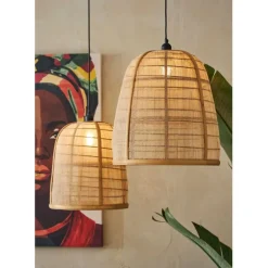 Fabrique de Styles Lot de 2 suspensions en lin et bambou non électrifiée - Plaka* Suspensions