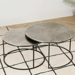 Fabrique de Styles Lot de 2 table gigogne en aluminium et fer - Felia* Table Basses