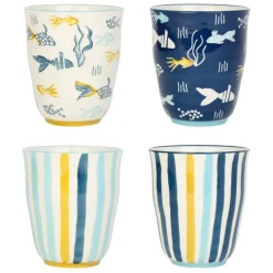 Fabrique de Styles Lot de 4 tasses en grès - un été à la mer* Tasses Et Mugs