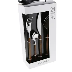 Fabrique de Styles Menagere 24 pièces en inox et effet bois - Amsterdam* Ménagères