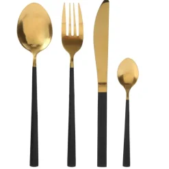 Fabrique de Styles Menagère 16 pieces doré et noir en acier inoxydable* Ménagères