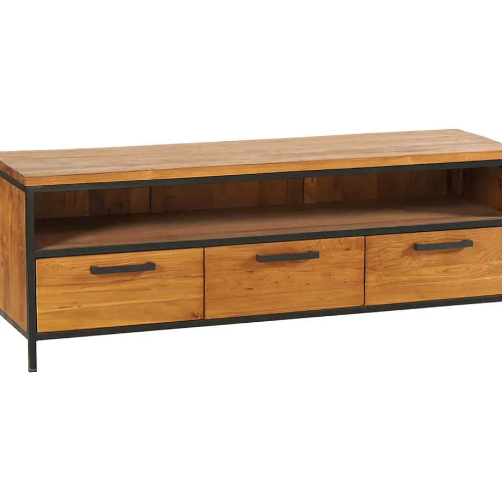 Fabrique de Styles Meuble TV en teck massif 3 tiroirs L150cm - Alix* Meubles Tv