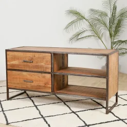 Fabrique de Styles Meuble TV industriel en acacia et fer L120cm - Factory* Meubles Tv