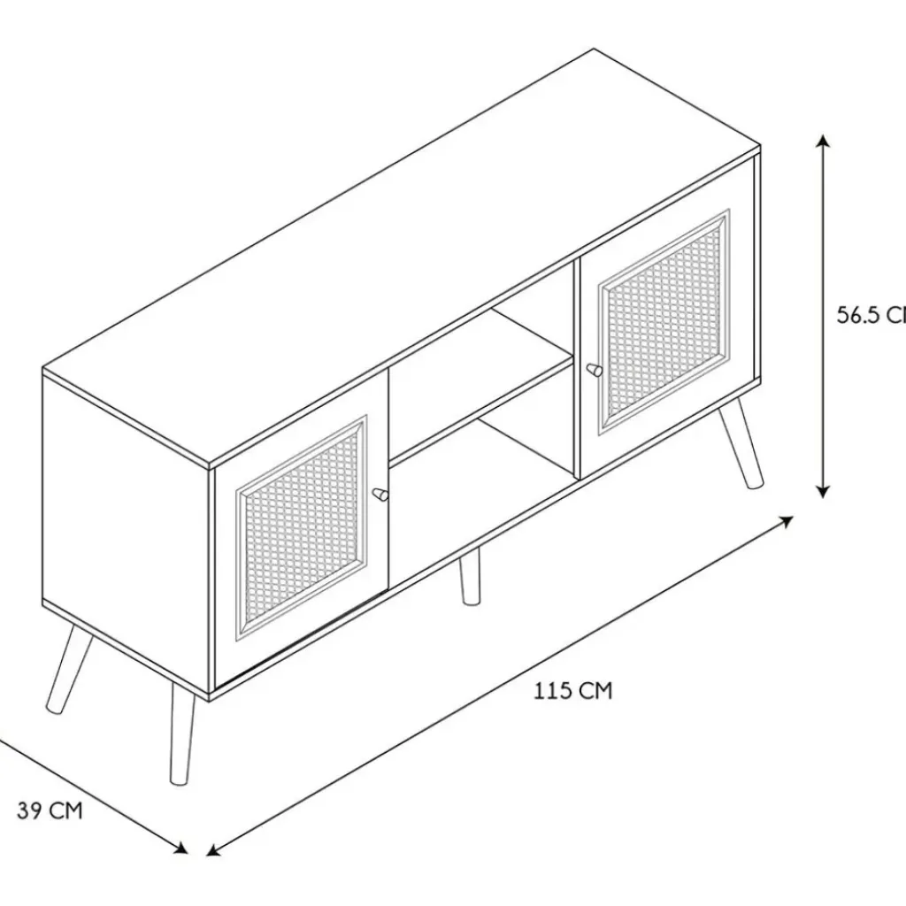 Fabrique de Styles Meuble TV en bois et cannage L115cm - Baia* Meubles Tv