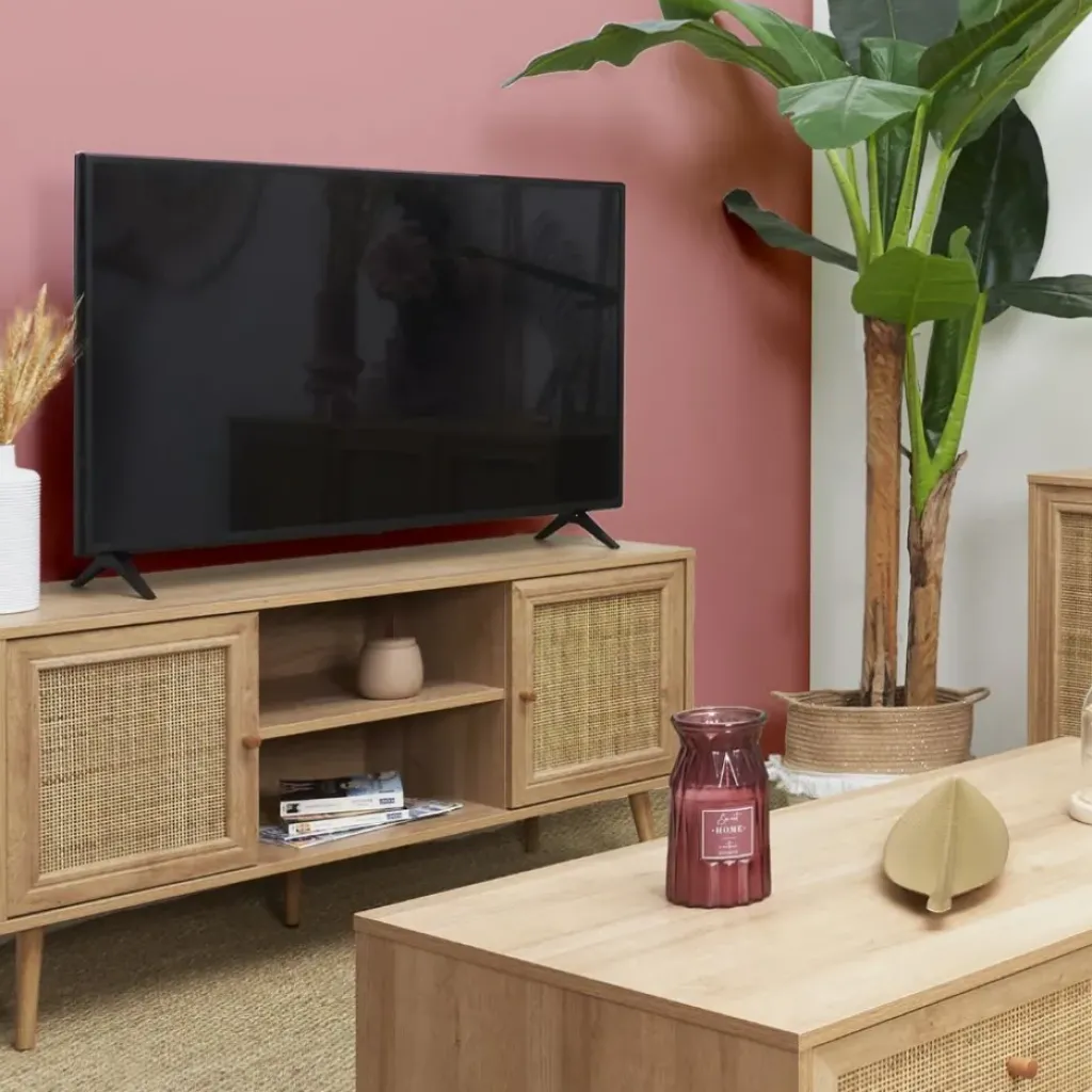 Fabrique de Styles Meuble TV en bois et cannage L115cm - Baia* Meubles Tv