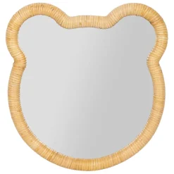 Fabrique de Styles Miroir ourson en rotin et contreplaqué 40x42cm - Songes*Enfant Déco