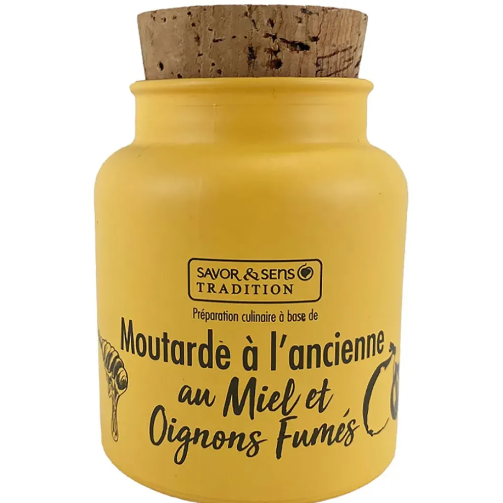 Fabrique de Styles Moutarde à l'ancienne au miel et aux oignons fumés au bois de hêtre* Condiments Et Épices