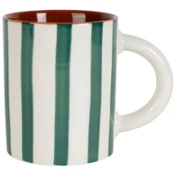 Fabrique de Styles Mug en grès rayé émeraude et blanc 40cl - Alaria* Tasses Et Mugs