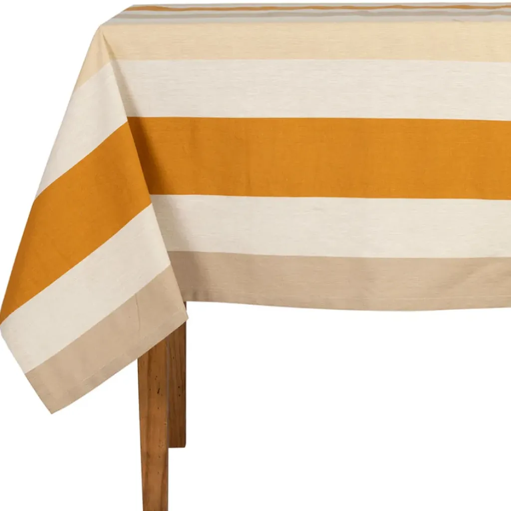Fabrique de Styles Nappe en coton écru et orange 250x145cm - Famille* Nappes