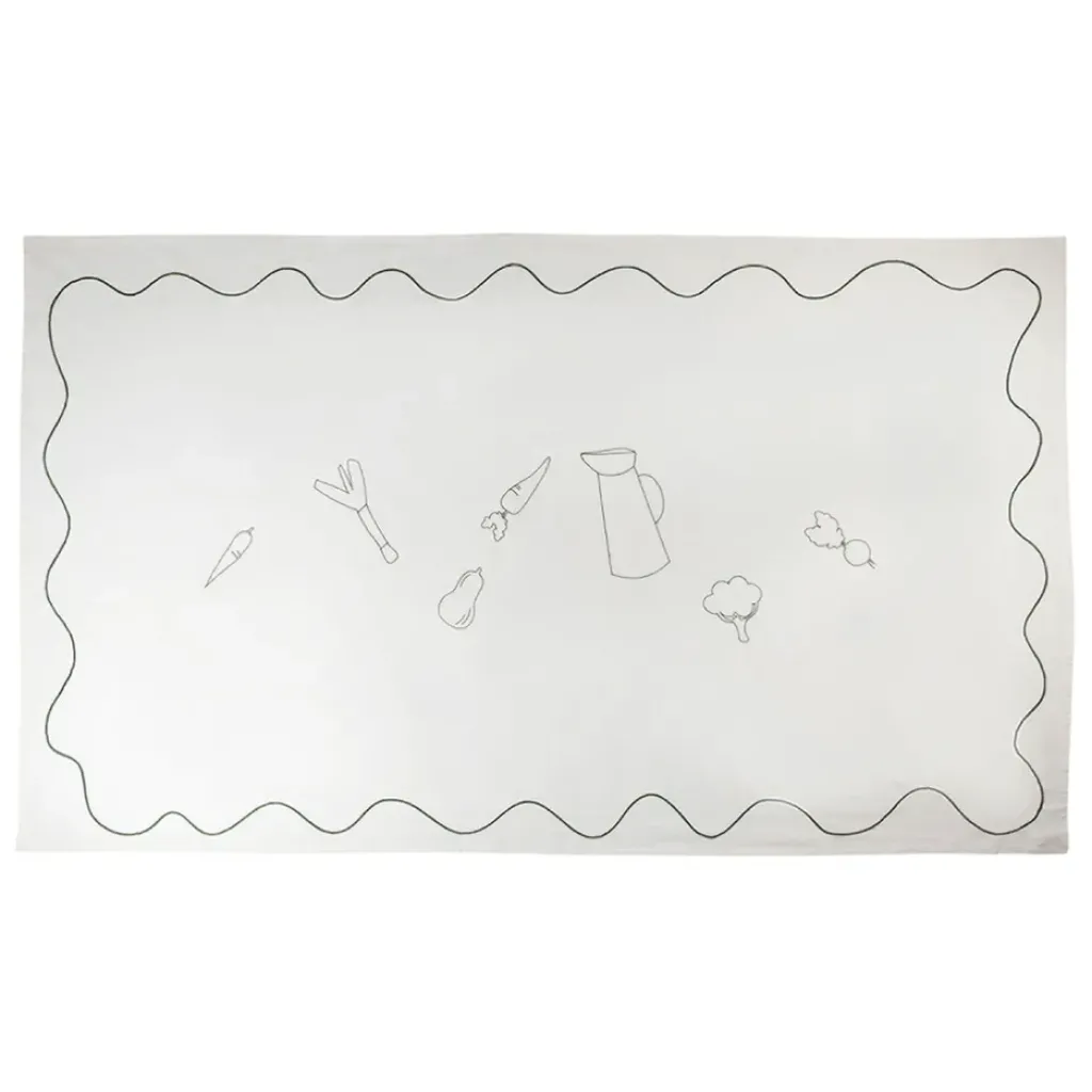 Fabrique de Styles Nappe en coton écru 250x145cm - P'tit légumes* Nappes