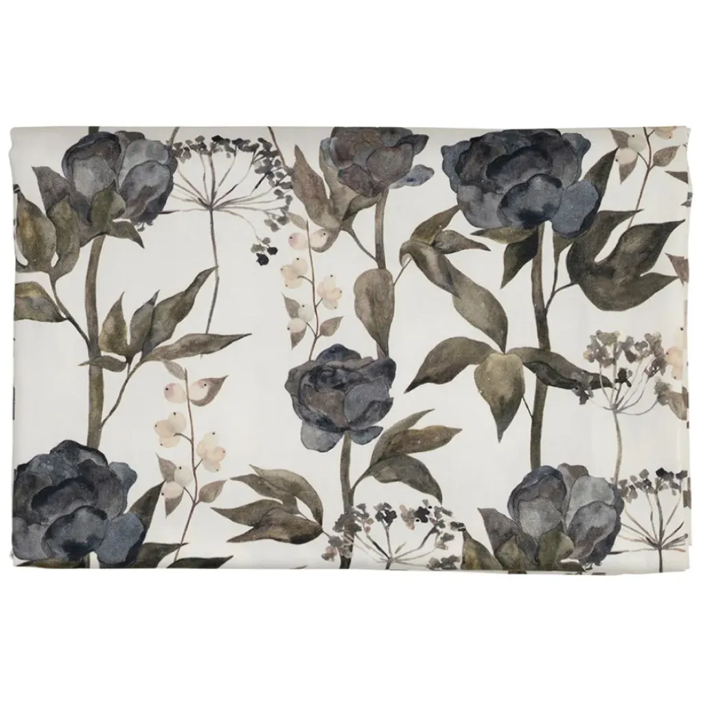 Fabrique de Styles Nappe en coton gris vert 160x160cm - Rose noire* Nappes