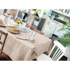 Fabrique de Styles Nappe rectangle en gaze de coton unie pampa 150x250cm - Gaia* Nappes