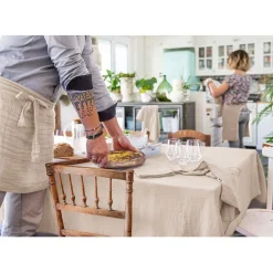 Fabrique de Styles Nappe rectangle en gaze de coton unie pampa 150x250cm - Gaia* Nappes