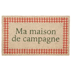 Fabrique de Styles Paillasson maison de campagne en coco gris et rouge 73x43cm - Campagne* Paillassons
