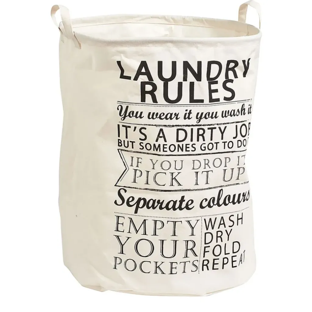 Fabrique de Styles Panier à linge « règles blanchisserie » en toile* Rangements Salle De Bain
