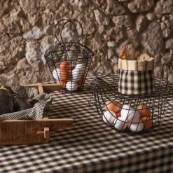 Fabrique de Styles Panière à pain en coton à carreaux - Campagne* Paniers Et Corbeilles
