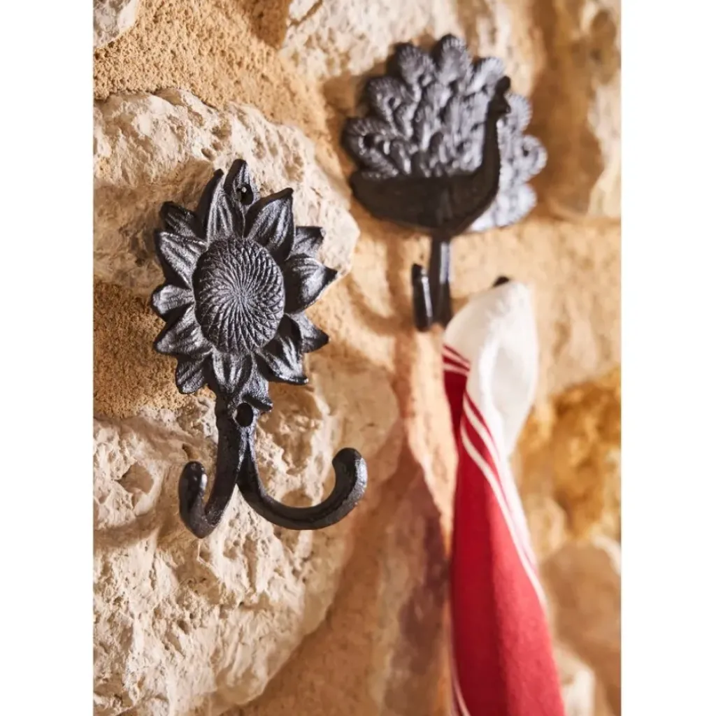 Fabrique de Styles Patère double tournesol en fonte* Patères