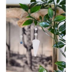 Fabrique de Styles Pendule hexagonal en cristal de roche et charm étoile* Méditation Et Yoga