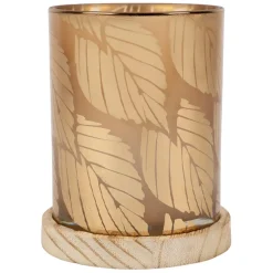 Fabrique de Styles Photophore en verre et bois d10cm - Noisetier* Photophores, Bougeoirs Et Lanternes