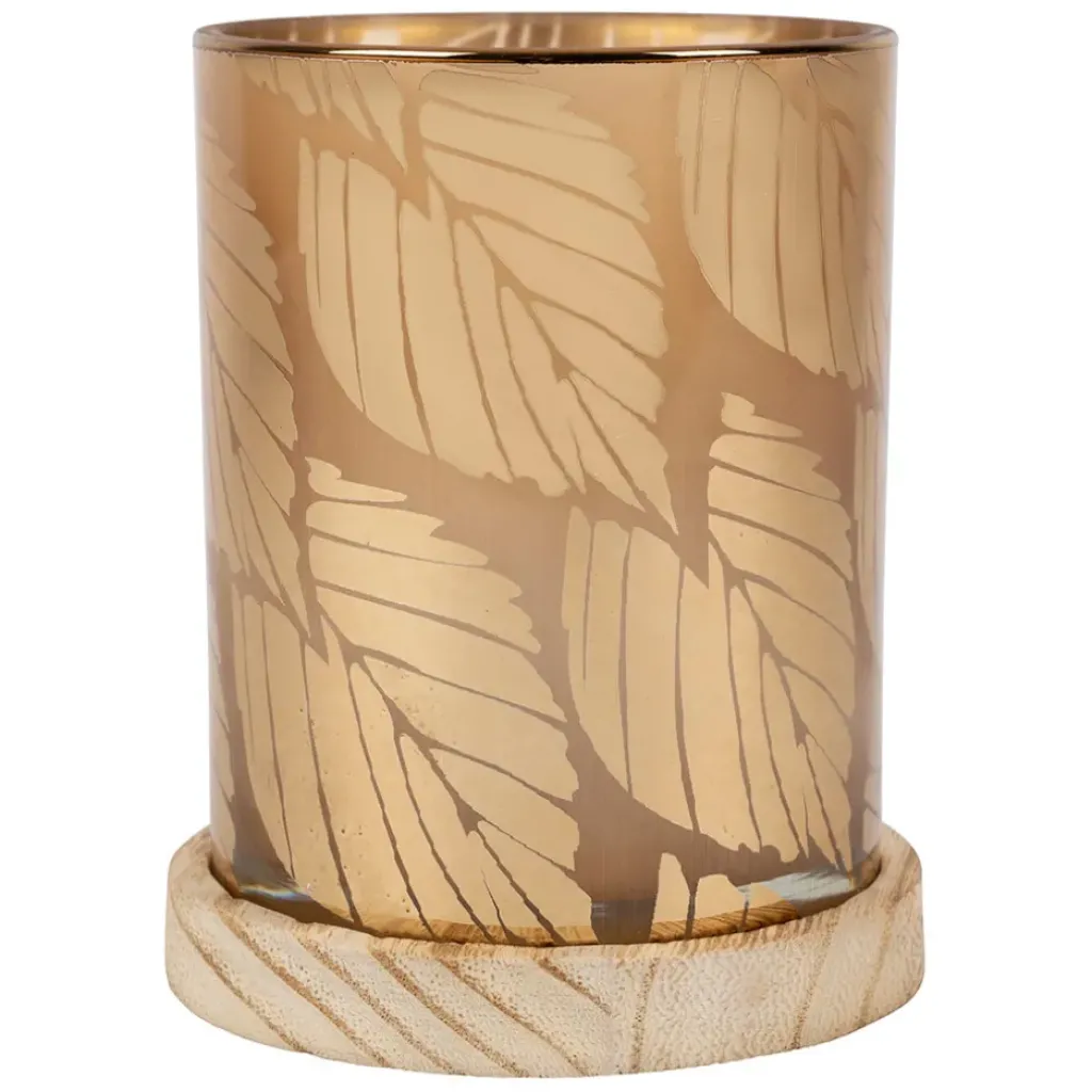 Fabrique de Styles Photophore en verre et bois d10cm - Noisetier* Photophores, Bougeoirs Et Lanternes