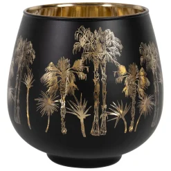 Fabrique de Styles Photophore en verre noir mat et doré h12cm - Tulum* Photophores, Bougeoirs Et Lanternes