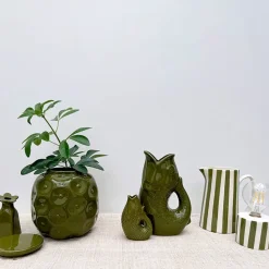 Fabrique de Styles Pichet en céramique rayé blanc et 1L* Carafes Et Pichets