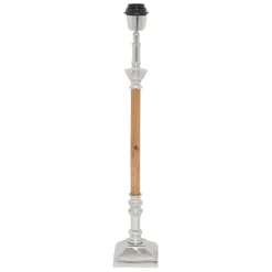 Fabrique de Styles Pied lampe en aluminium et manguier h60cm argent - chaveny* Lampes À Poser