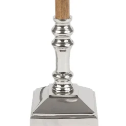 Fabrique de Styles Pied lampe en aluminium et manguier h38cm argent - chaveny* Lampes À Poser