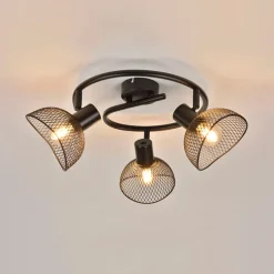 Fabrique de Styles Plafonnier 3 lumières en metal h18cm mat noir - iris* Suspensions