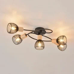 Fabrique de Styles Plafonnier 5 lumières en metal l67cm mat noir - kento* Suspensions