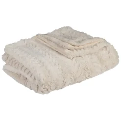 Fabrique de Styles Plaid en tissu écru 170x130cm - Solene* Plaids