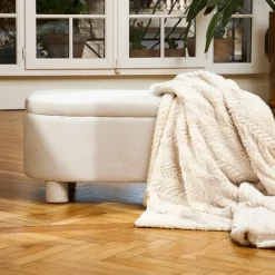 Fabrique de Styles Plaid en tissu écru 170x130cm - Solene* Plaids