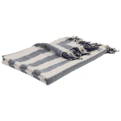 Fabrique de Styles Plaid en tissu rayé et écru 170x130cm - Medi* Plaids