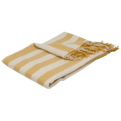 Fabrique de Styles Plaid en tissu rayé jaune et écru 170x130cm - Medi* Plaids