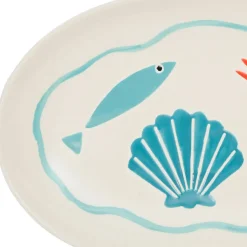 Fabrique de Styles Plat ovale en grès 31x15cm - La Mer* Plats Et Saladiers