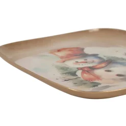 Fabrique de Styles Plateau bonhomme de neige en fer 16x16cm - Noel* Plateaux