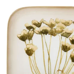 Fabrique de Styles Plateau carré kaki et doré 16x16cm en fer - fleur classic* Plateaux