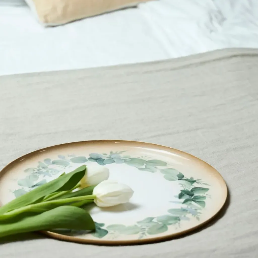 Fabrique de Styles Plateau en fer rond eucalyptus d35cm* Plateaux