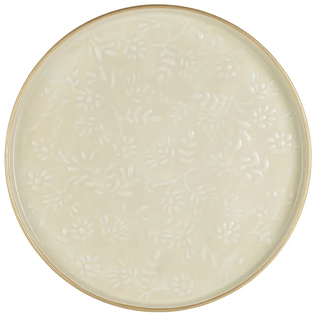 Fabrique de Styles Plateau rond en fer écru et doré d36cm - Baroque* Plateaux