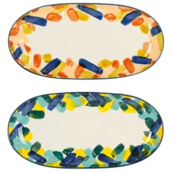 Fabrique de Styles Plats ovales x2 en grès - belle vie* Plats Et Saladiers