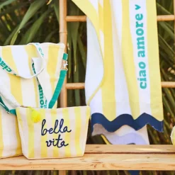 Fabrique de Styles Pochette bordee Bella en coton jaune et bleu - Medi* Pochettes Et Housses