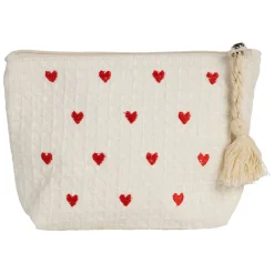 Fabrique de Styles Pochette Coeur en coton écru et rouge - Famille* Pochettes Et Housses