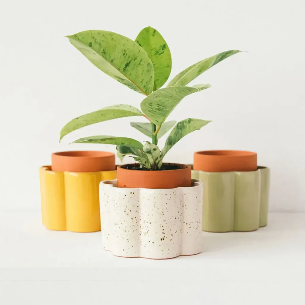 Fabrique de Styles Pot auto-arrosant en céramique grainé et argile d14cm - Paula* Vases Et Soliflores