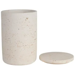 Fabrique de Styles Pot avec couvercle en ciment écru moucheté h16.5cm - Organic* Pots Et Bocaux