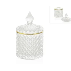 Fabrique de Styles Pot diamond en verre lissere dore d8.5xh14.5cm* Rangements Salle De Bain