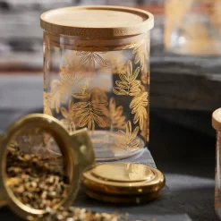 Fabrique de Styles Pot Flaural en verre avec couvercle en bambou D9.5Xh11Cm (modèle moyen)* Pots Et Bocaux