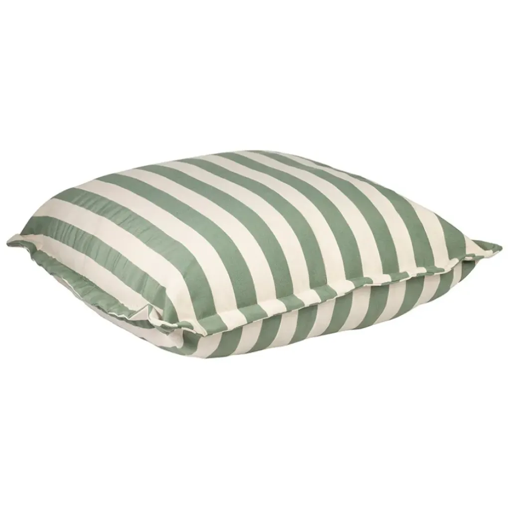 Fabrique de Styles Pouf d'extérieur en tissu rayé et écru 95x95cm - Sola*Enfant Jardin