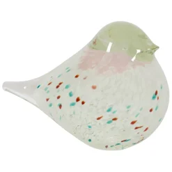 Fabrique de Styles Presse papier moineau en verre vert et rose - Serin* Petits Objets Déco