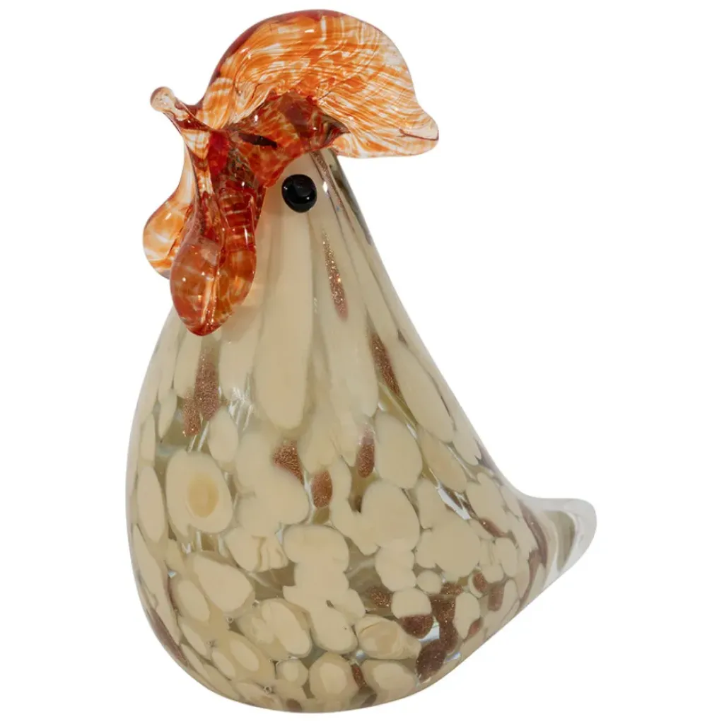 Fabrique de Styles Presse-papier coq en verre et rouge* Petits Objets Déco