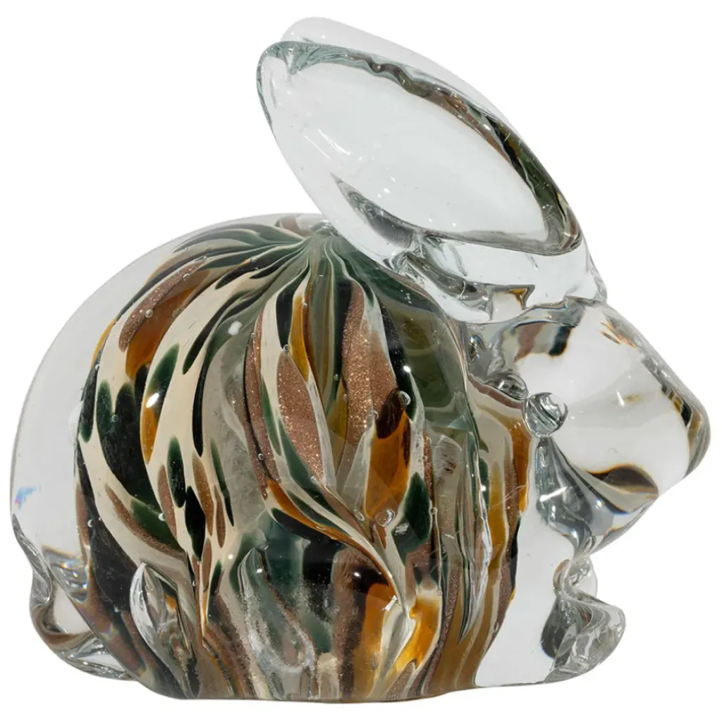 Fabrique de Styles Presse-papier lapin en verre et kaki* Petits Objets Déco